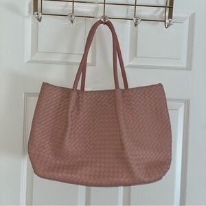 Lulu dharma woven blush pink Bag Purse vegan leather large 18” x 11”